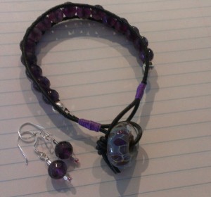 purple bracelet and matching earings