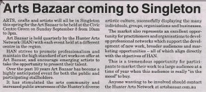 Spring Art Bazaar editorial in Singleton Argus 9 August 2013