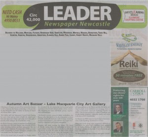 Autumn Art Bazaar on the front page of The Leader February 2013 